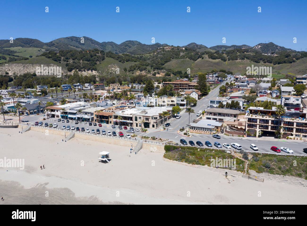 Aerial views above the town Avila Beach on the Central Coast of California Stock Photo