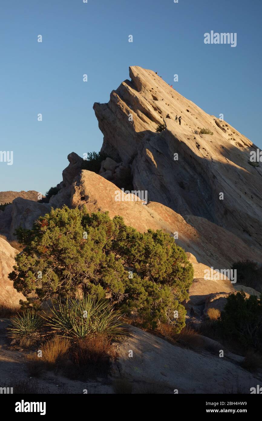 famous angled rock formations at  Vasquez Rocks  in Agua Dulce, California featured in many movies and TV shows as a shooting location for Star Trek Stock Photo