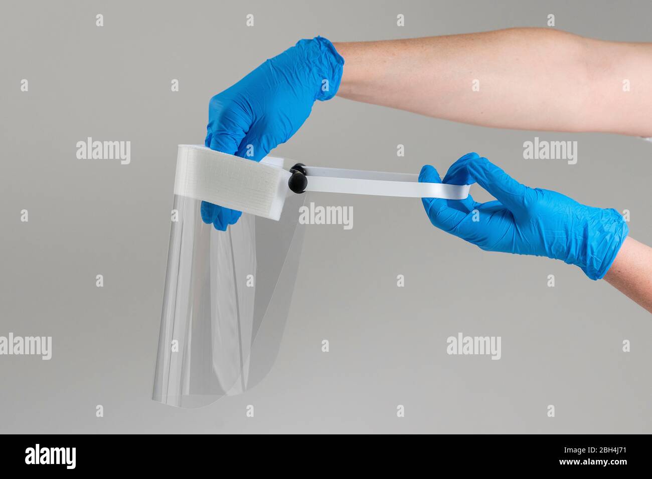 A face shield manufactured by a volunteer initiative set up to supply