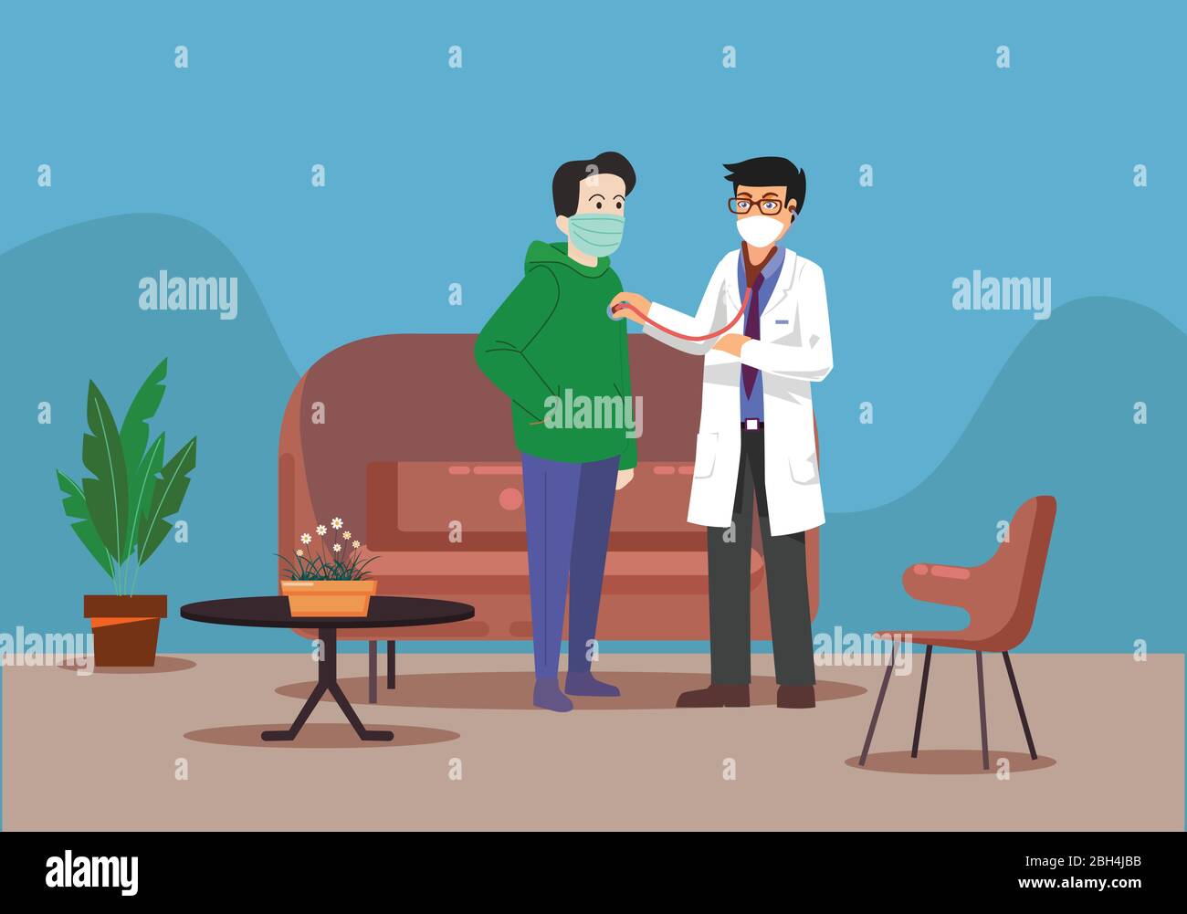 Doctor visit at home for medical services. Online book the doctor and check up health condition. During lock down treatment your disease at h Stock Vector Image & Art - Alamy