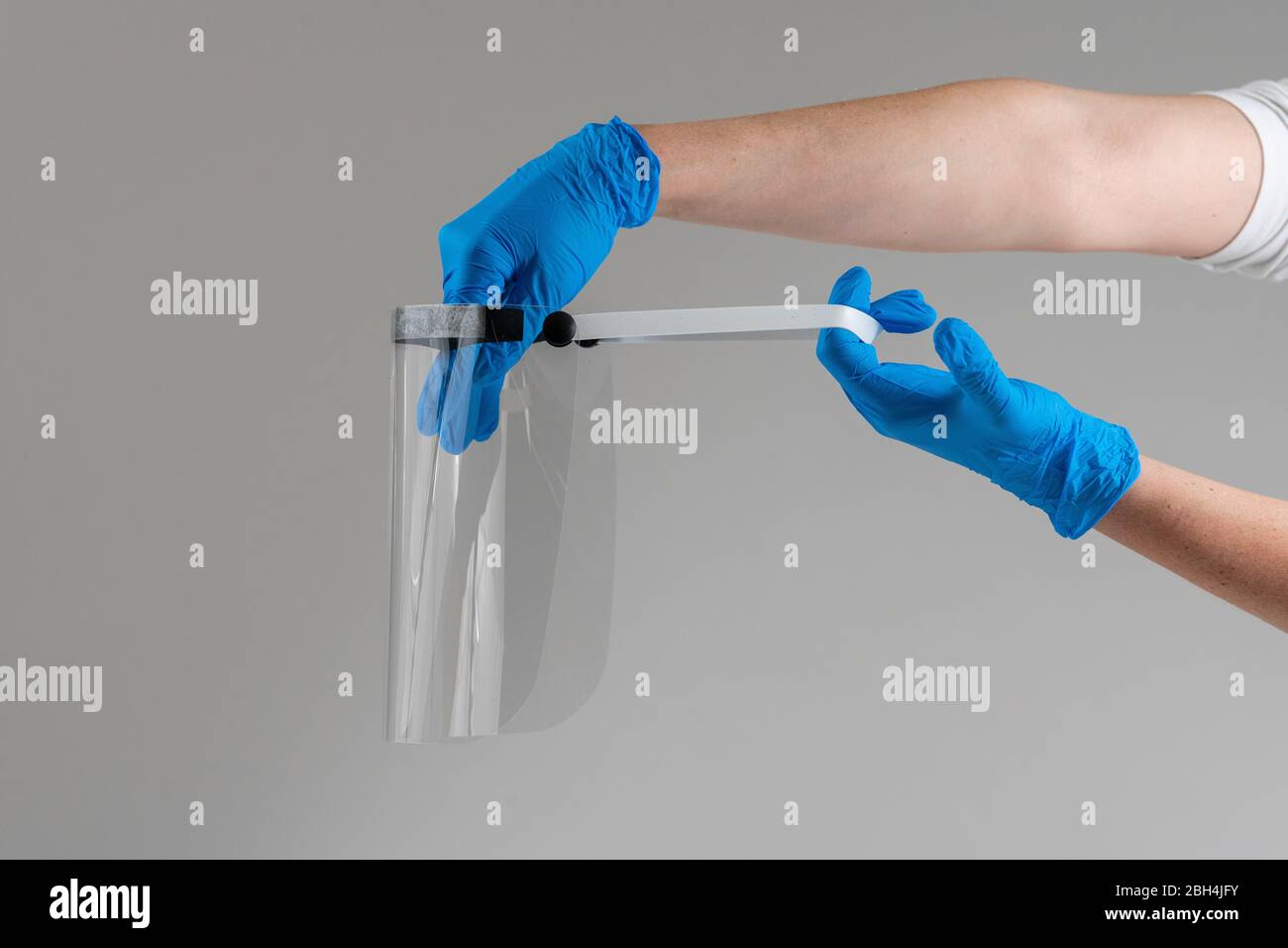 A face shield manufactured by a volunteer initiative set up to supply