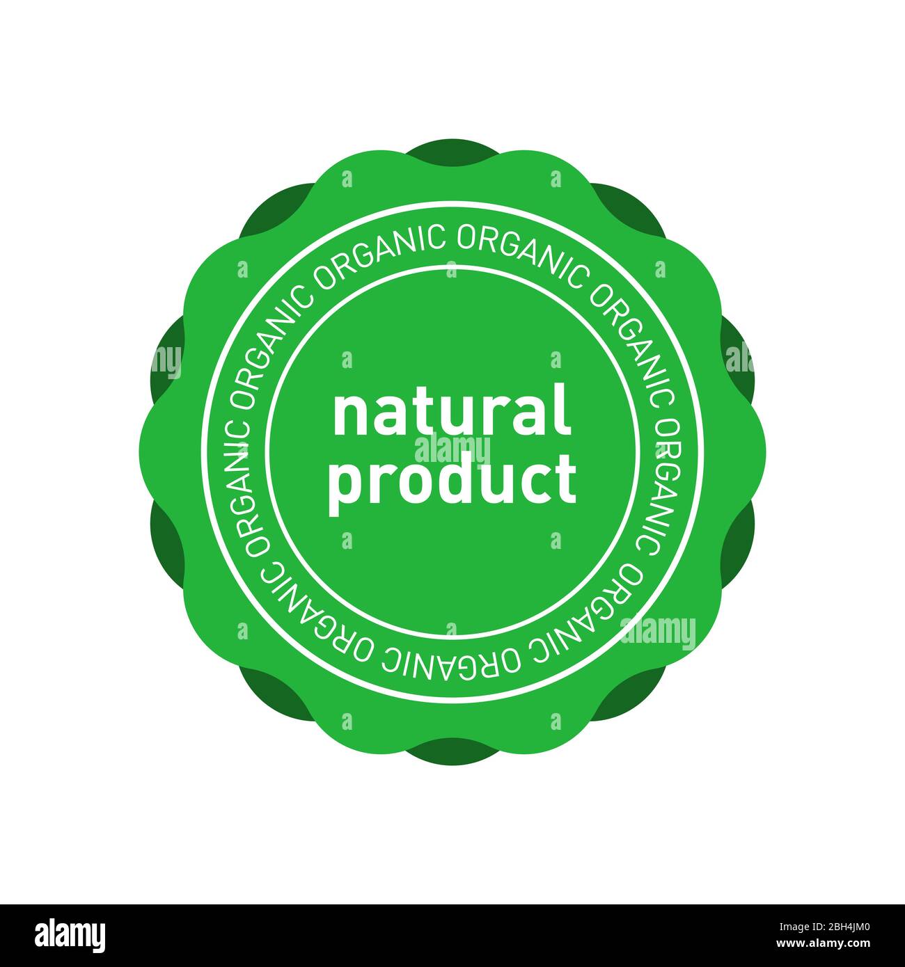 Natural product organic green emblem. Design element for packaging design and promotional material. Vector illustration. Stock Vector