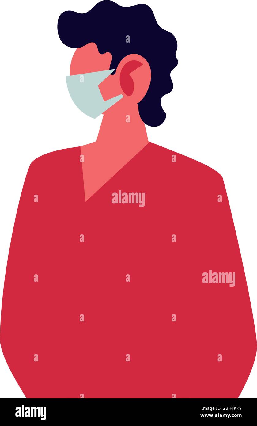 young man using face mask vector illustration design Stock Vector