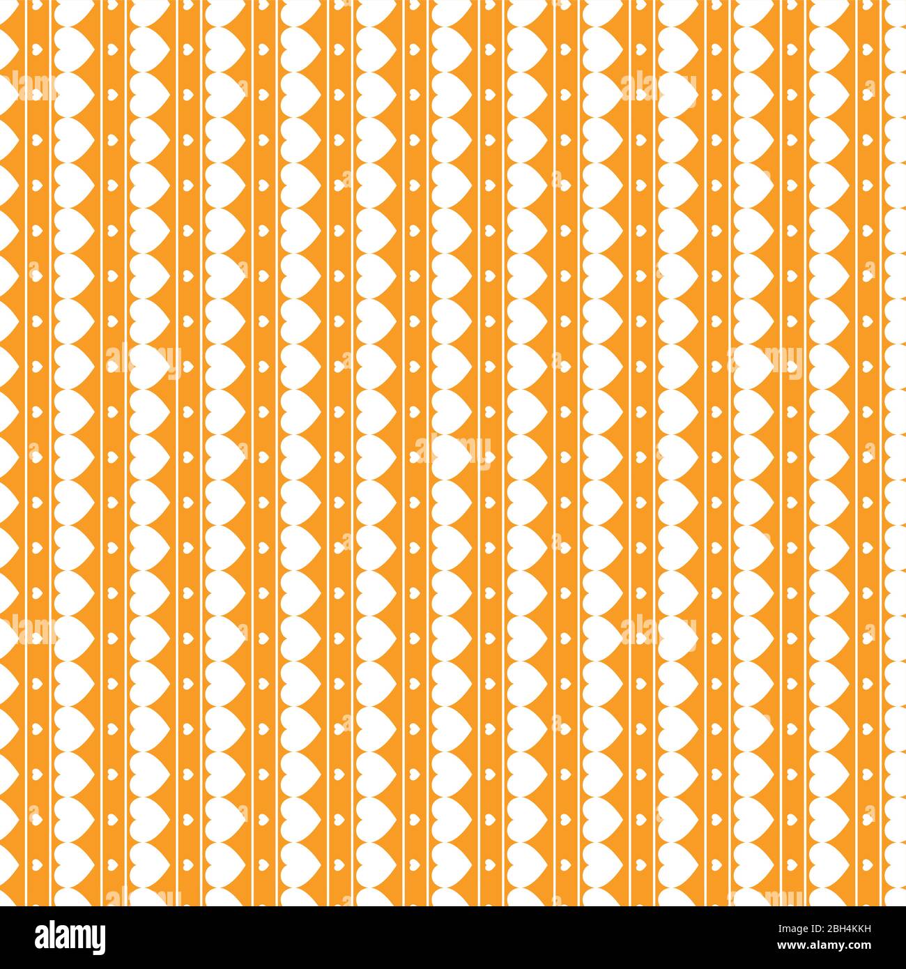 Seamless vector pattern with white hearts on orange background Stock Vector