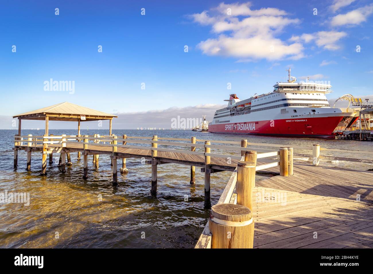 Melbourne, Australia - Spirit of Tasmania ship docked at Port Melbourne pier Stock Photo