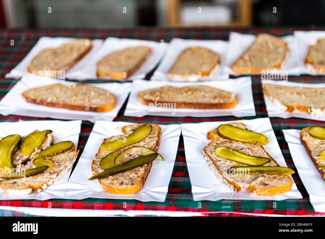 Closeup of traditional Polish food dish with sandwich of sliced pickles