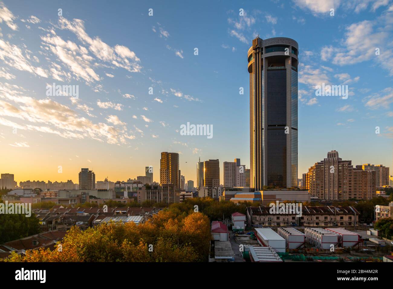 View of Jin Jiang Tower, Huangpu, Shanghai, China, Asia Stock Photo