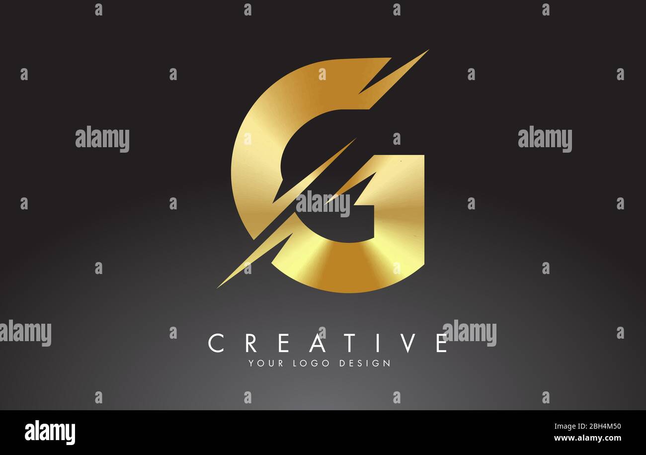 Golden G letter logo design with creative cuts. Creative vector ...