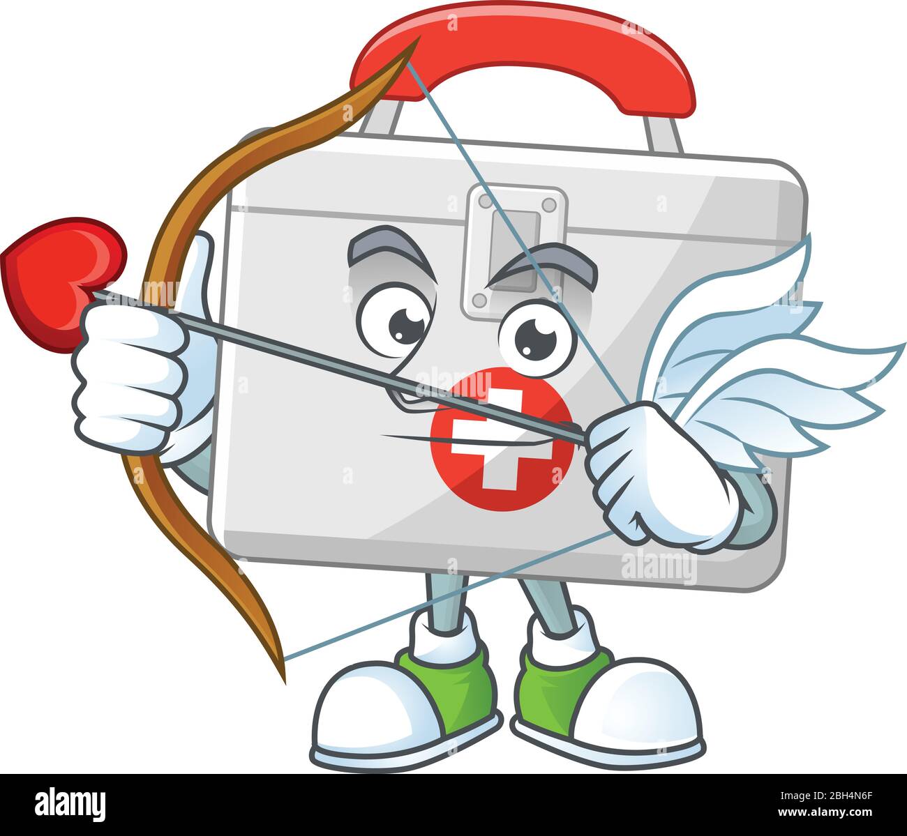 Charming picture of first aid kit Cupid mascot design concept with ...