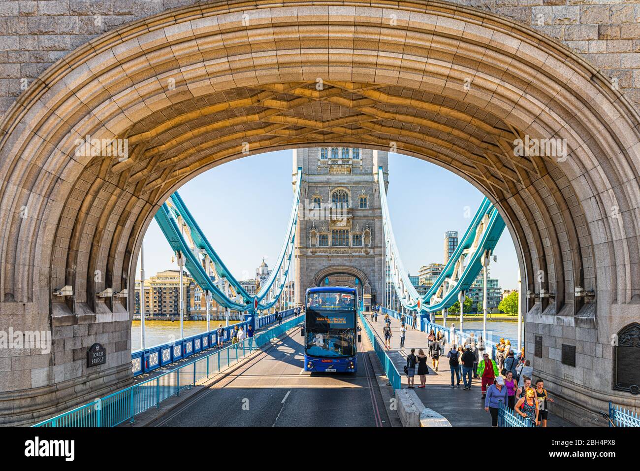 London, UK June 22, 2018 High angle above view on road through Tower