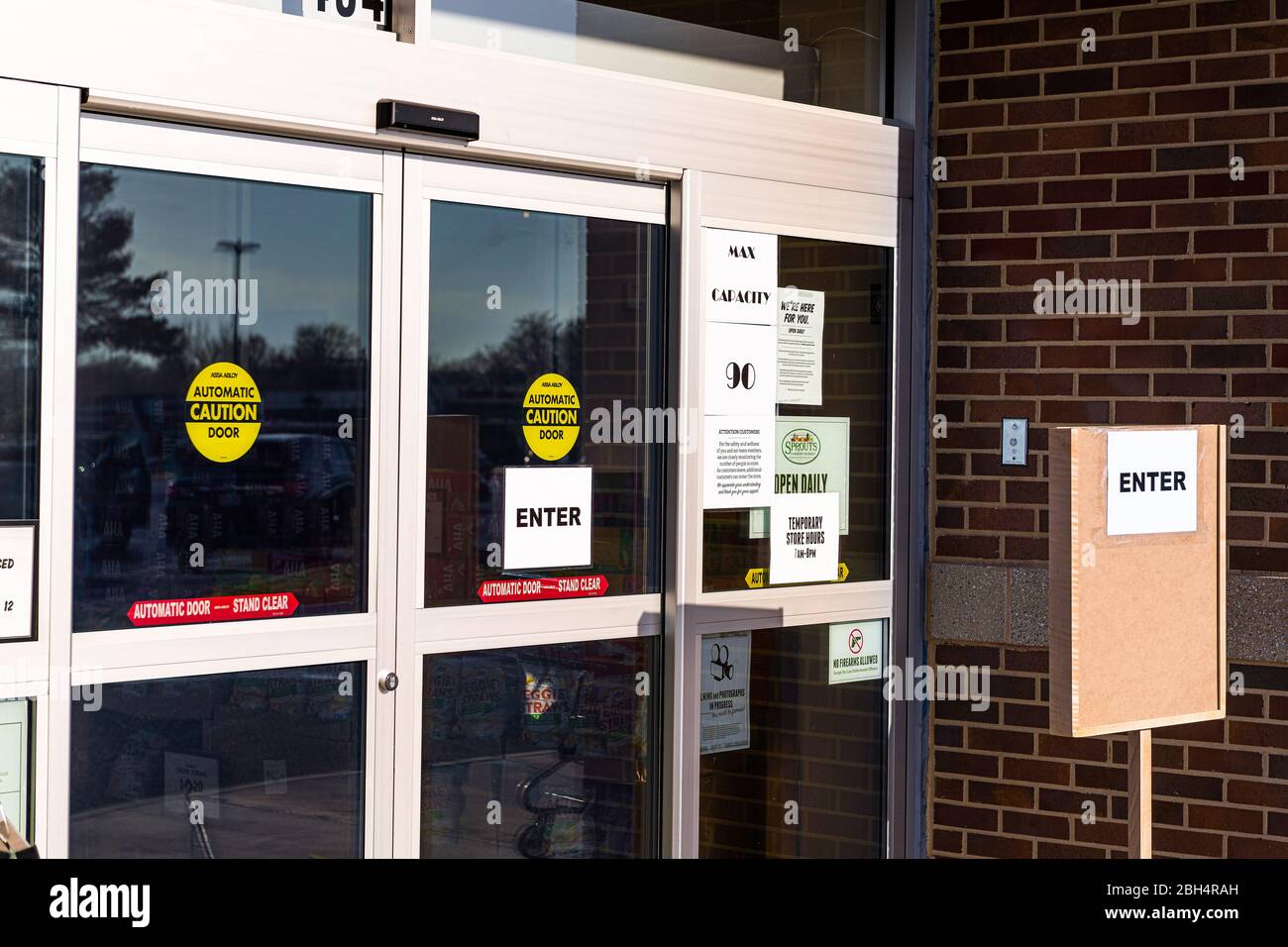 Herndon, USA April 9, 2020 Sprouts Farmers Market entrance sign for