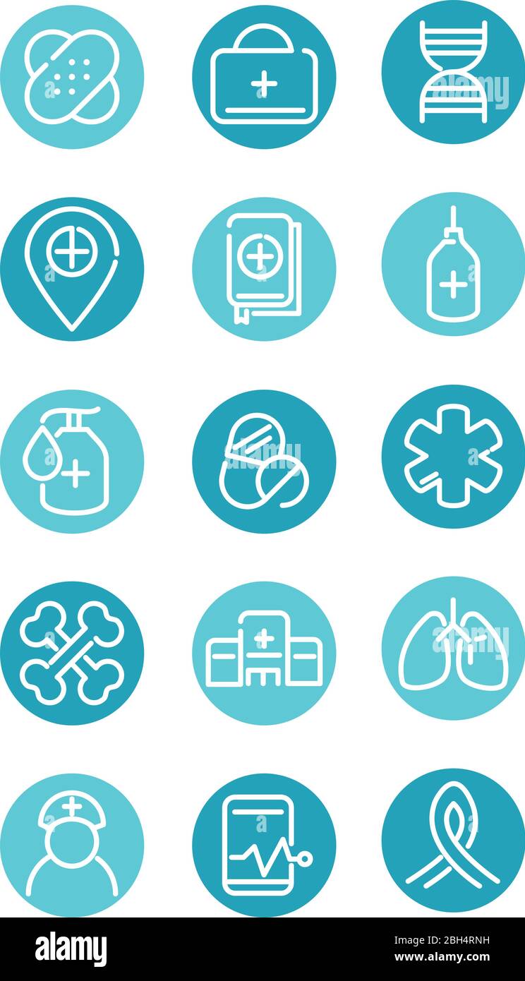 medical and health care equipment assistance icon set vector ...
