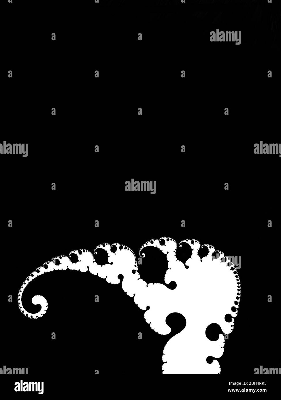 Mandelbrot fractal creature in black and white. Stock Photo