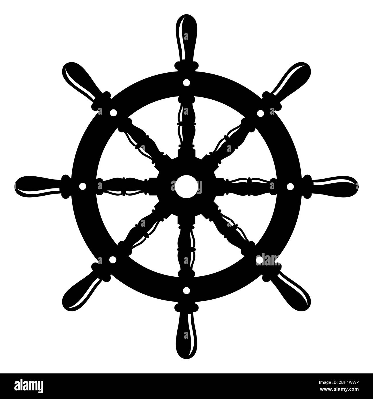 Vintage Steering wheel. Ship Steering Wheel Vector Icon Stock Vector