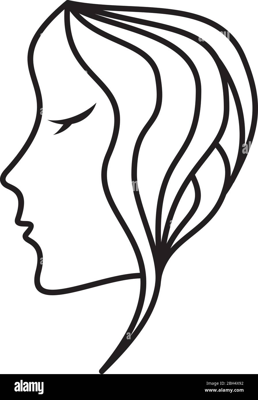 woman logo, vector icon illustration. line outline mono line style ...