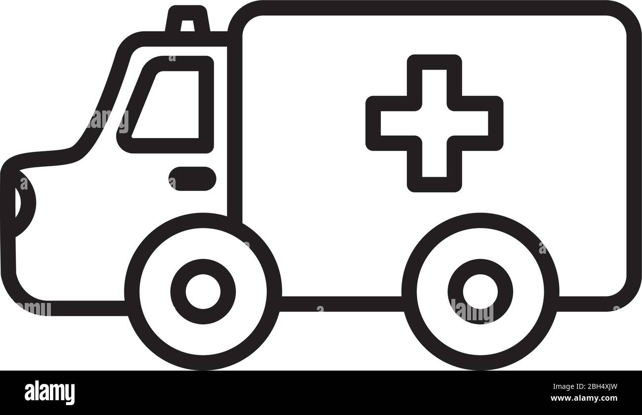 ambulance vehicle icon over white background, line style, vector illustration Stock Vector