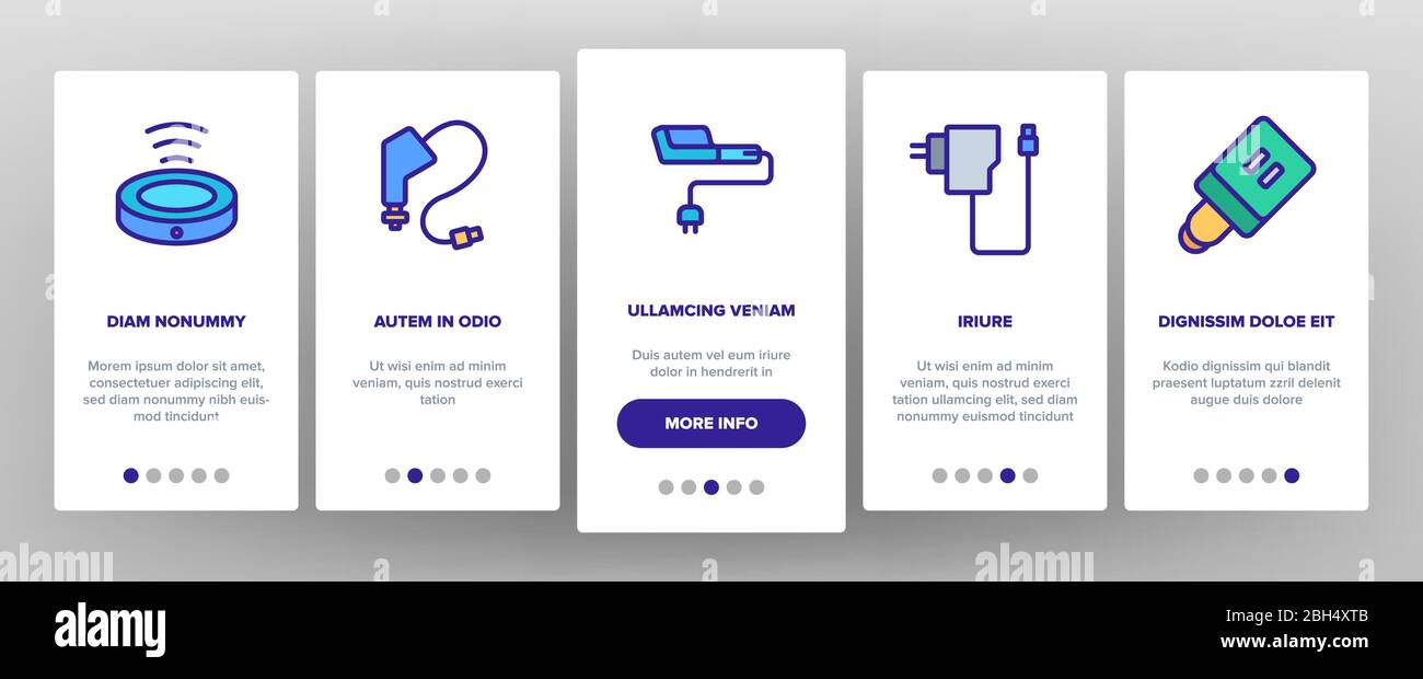 Charger Energy Device Onboarding Icons Set Vector Stock Vector Image ...