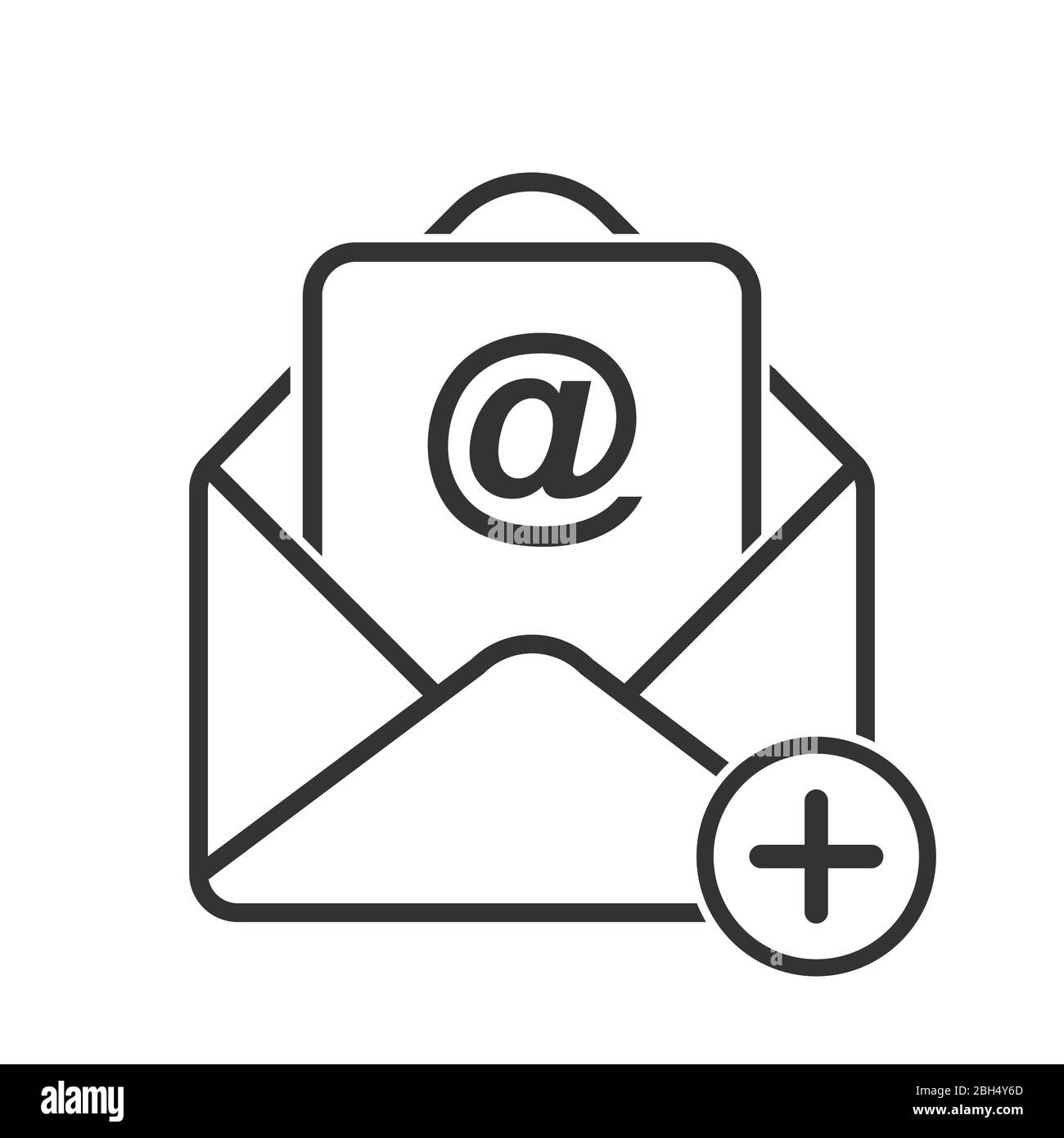 Simple vector mail icon, add a message. Stock design isolated on a ...