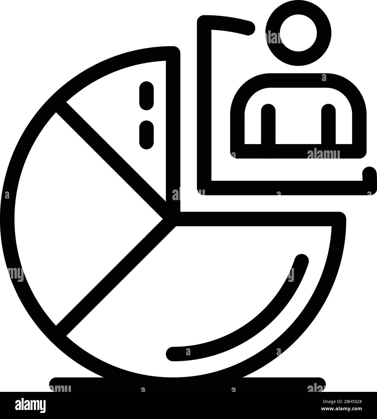Pie chart recruiter icon, outline style Stock Vector