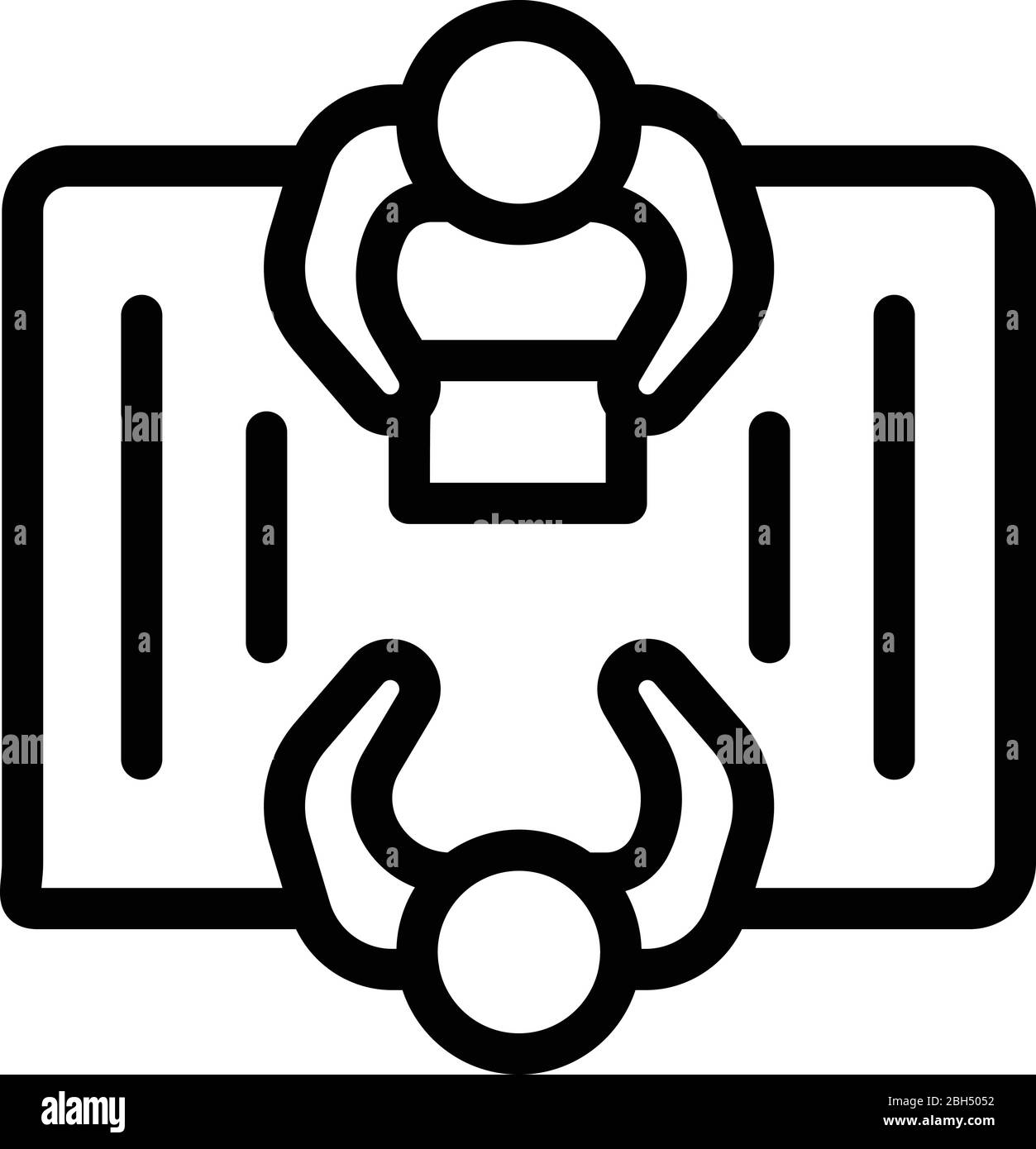 Meeting table icon, outline style Stock Vector