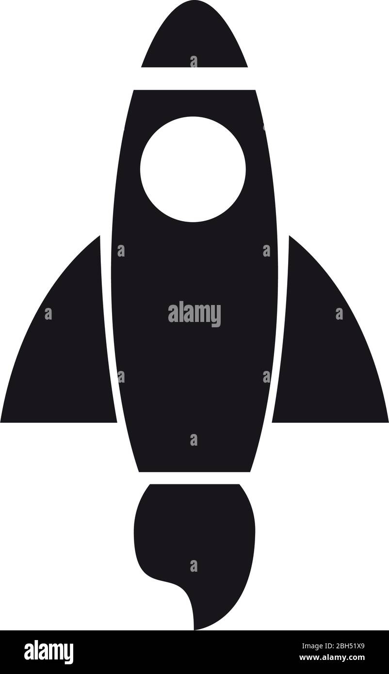 space rocket icon over white background, silhouette style, vector ...