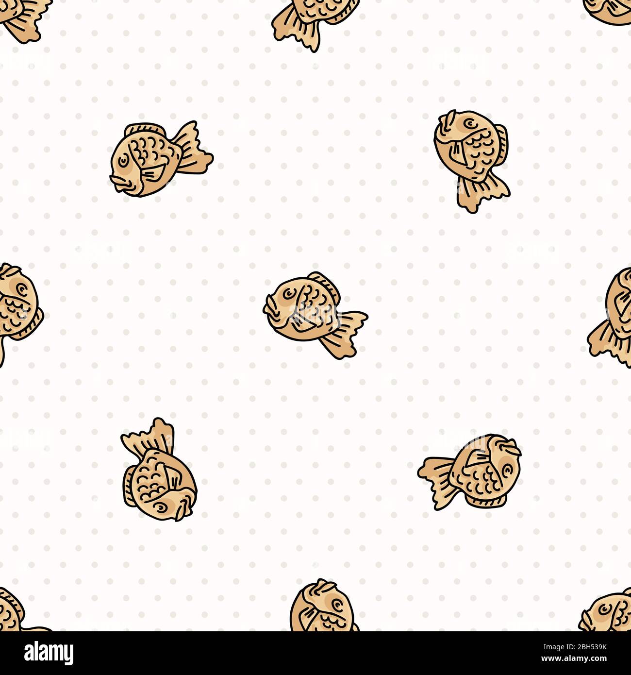Kawaii Taiyaki Japanese Snack Cartoon Seamless Vector Pattern Hand Drawn Red Bean Paste Croissant Asian Sweet Street Food All Over Print On Check Stock Vector Image Art Alamy