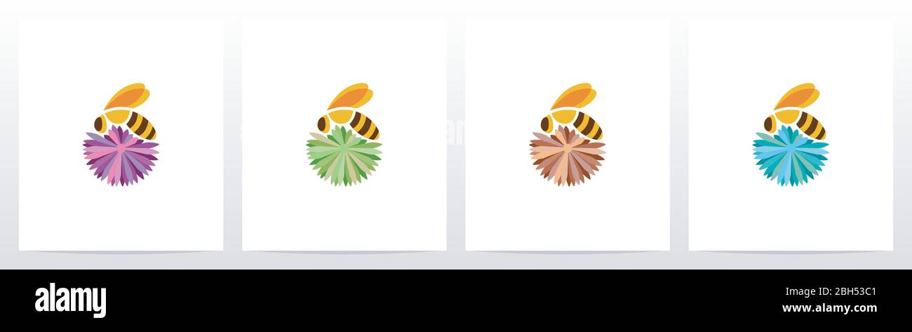 Bee And Flower Logo Design Stock Vector