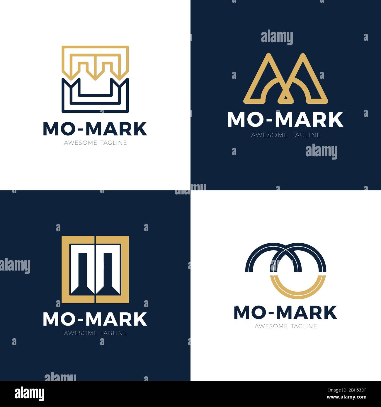 Unique modern creative elegant artistic black and gold color MO OM M O ...