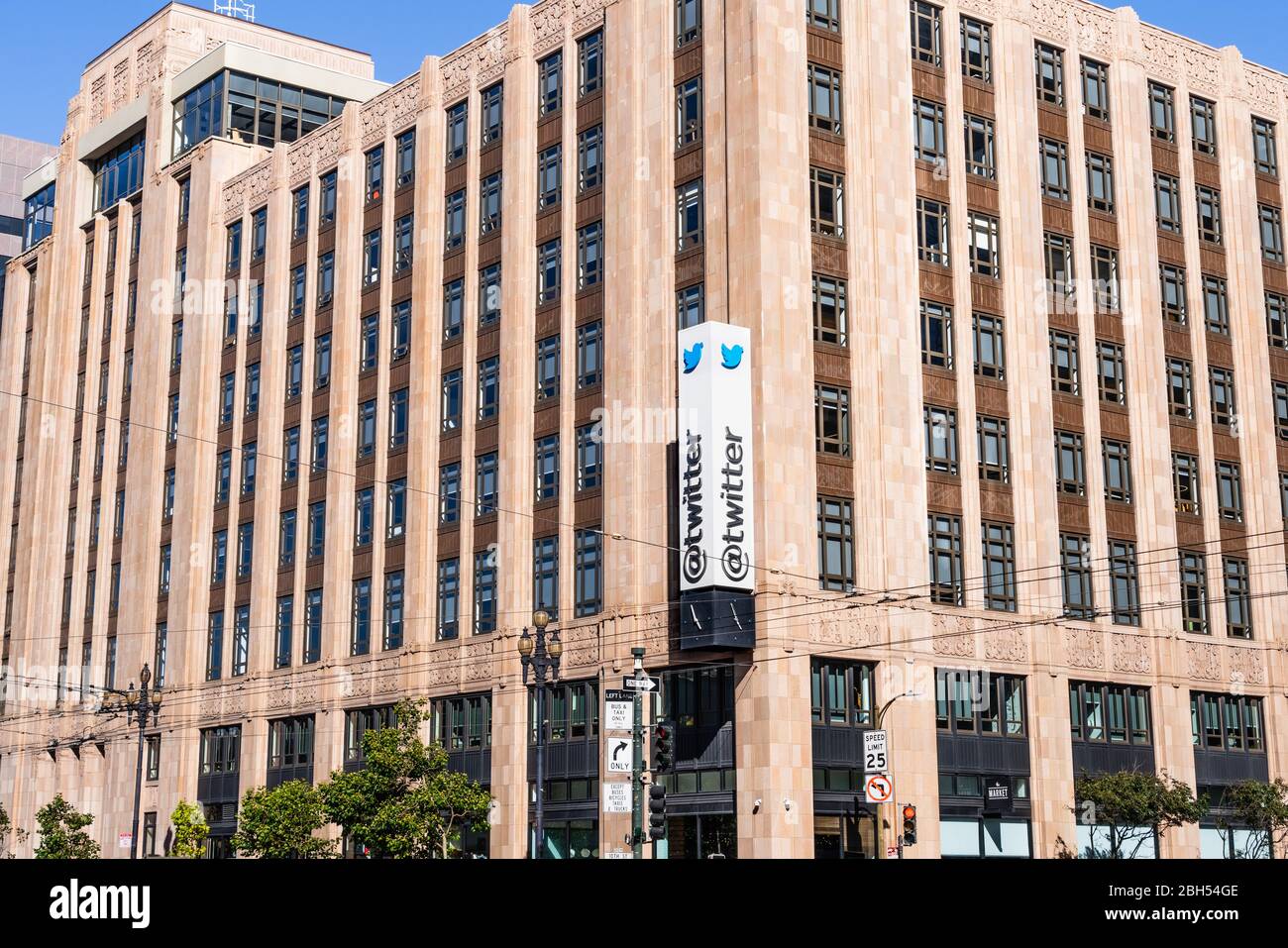 Aug 21, 2019 San Francisco / CA / USA - Twitter headquarters in SOMA district;  Twitter Inc is an American microblogging and social networking service Stock Photo