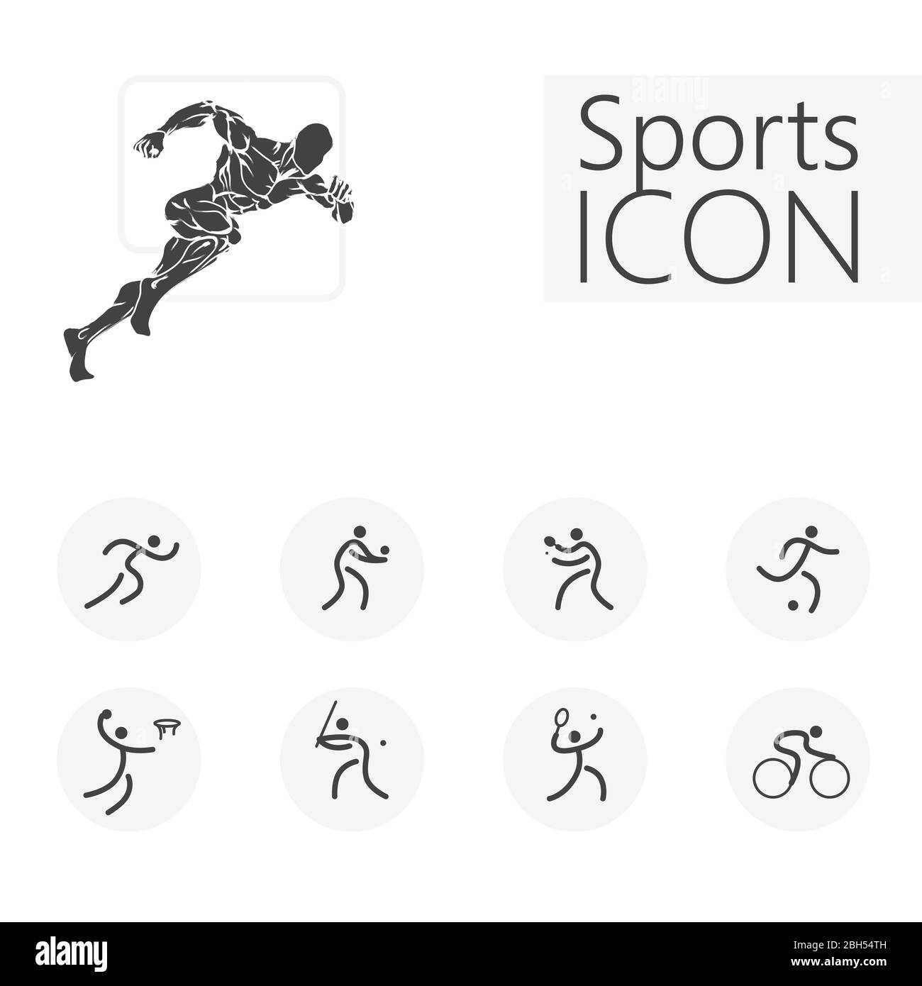 Sport icons run volleyball tennis football basketball baseball cycling Stock Vector