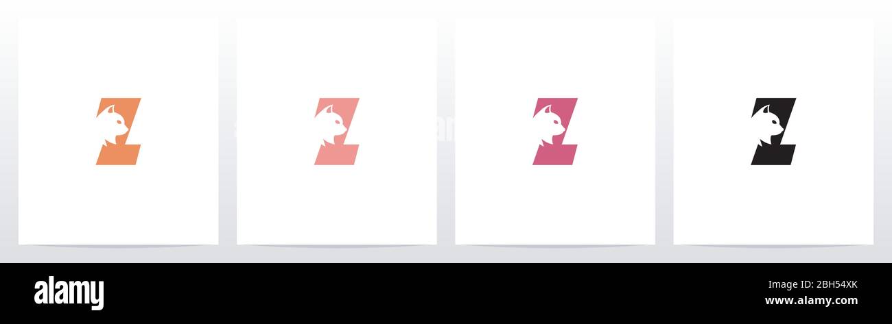 Cat Head Inside Letter Logo Design Z Stock Vector