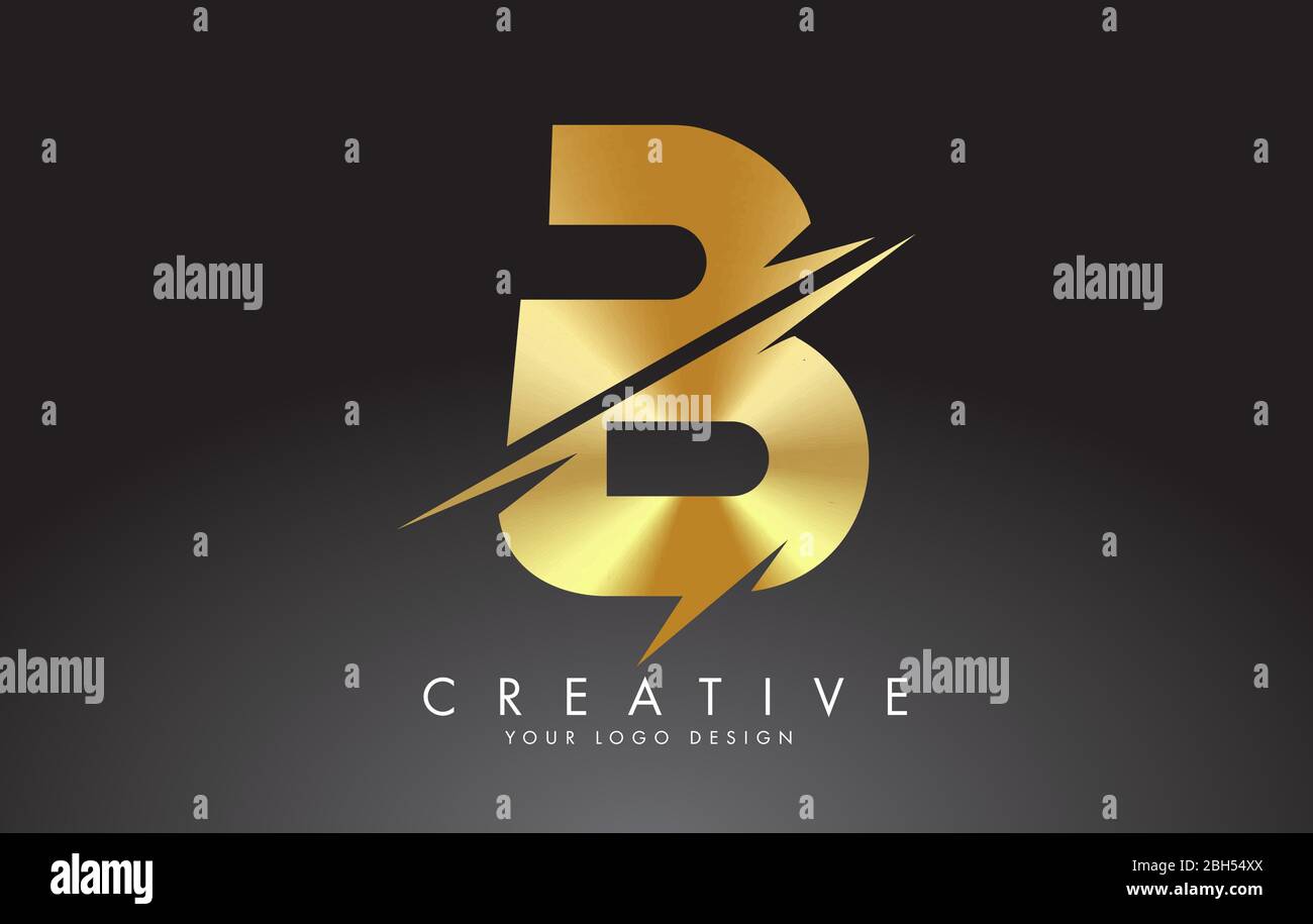 Golden B letter logo design with creative cuts. Creative vector ...