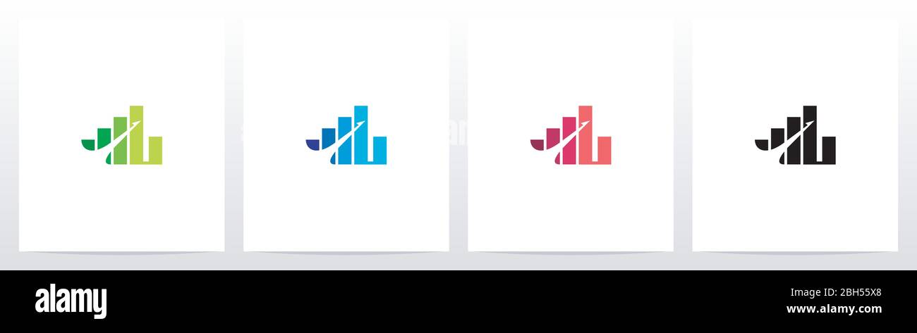 Bar Chart On Letter Logo Design L Stock Vector