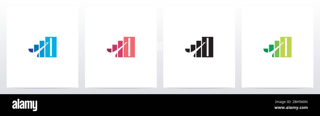 Bar Chart On Letter Logo Design O Stock Vector