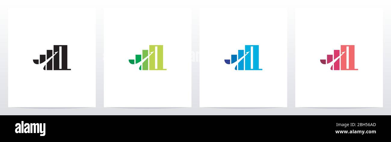 Bar Chart On Letter Logo Design Q Stock Vector