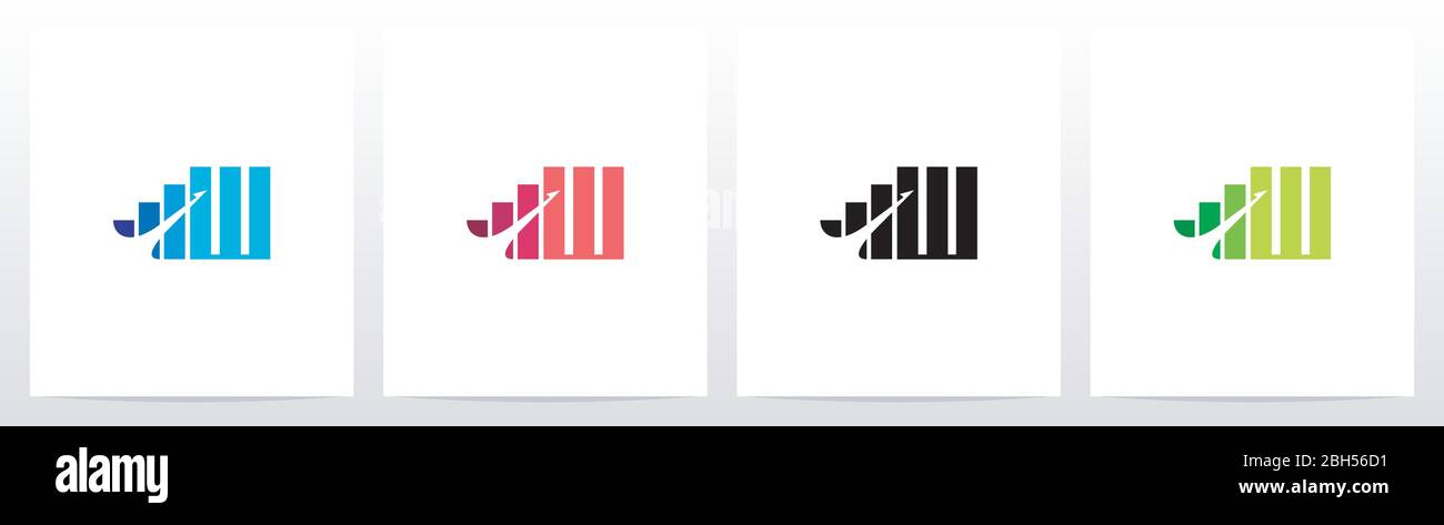Bar Chart On Letter Logo Design W Stock Vector