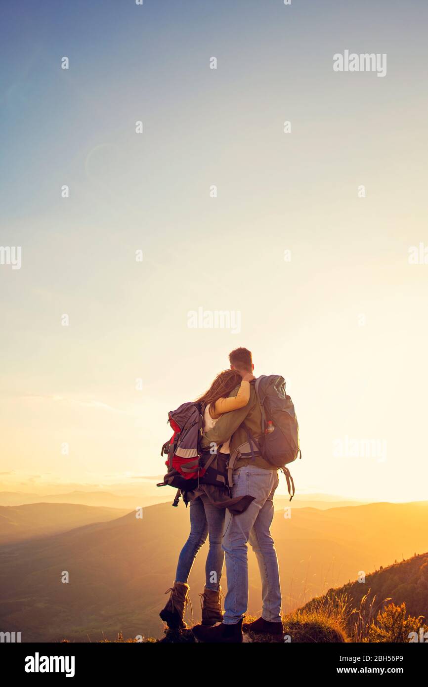 Successful hikers on mountain top hi-res stock photography and images ...