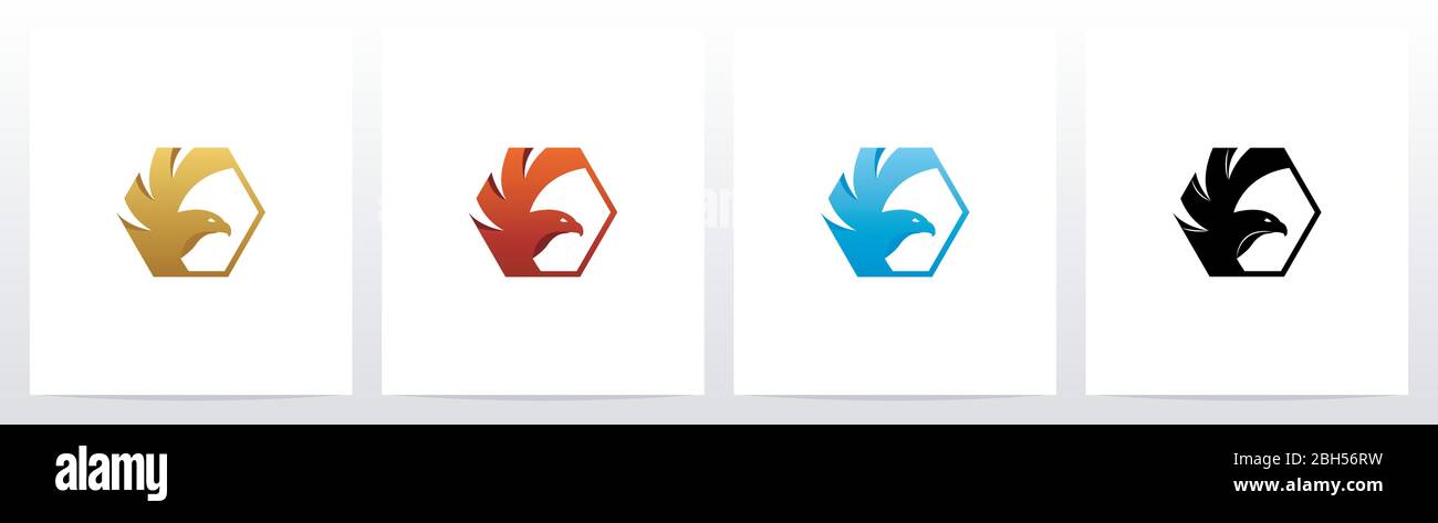 Bird Inside Hexagon Logo Design Stock Vector