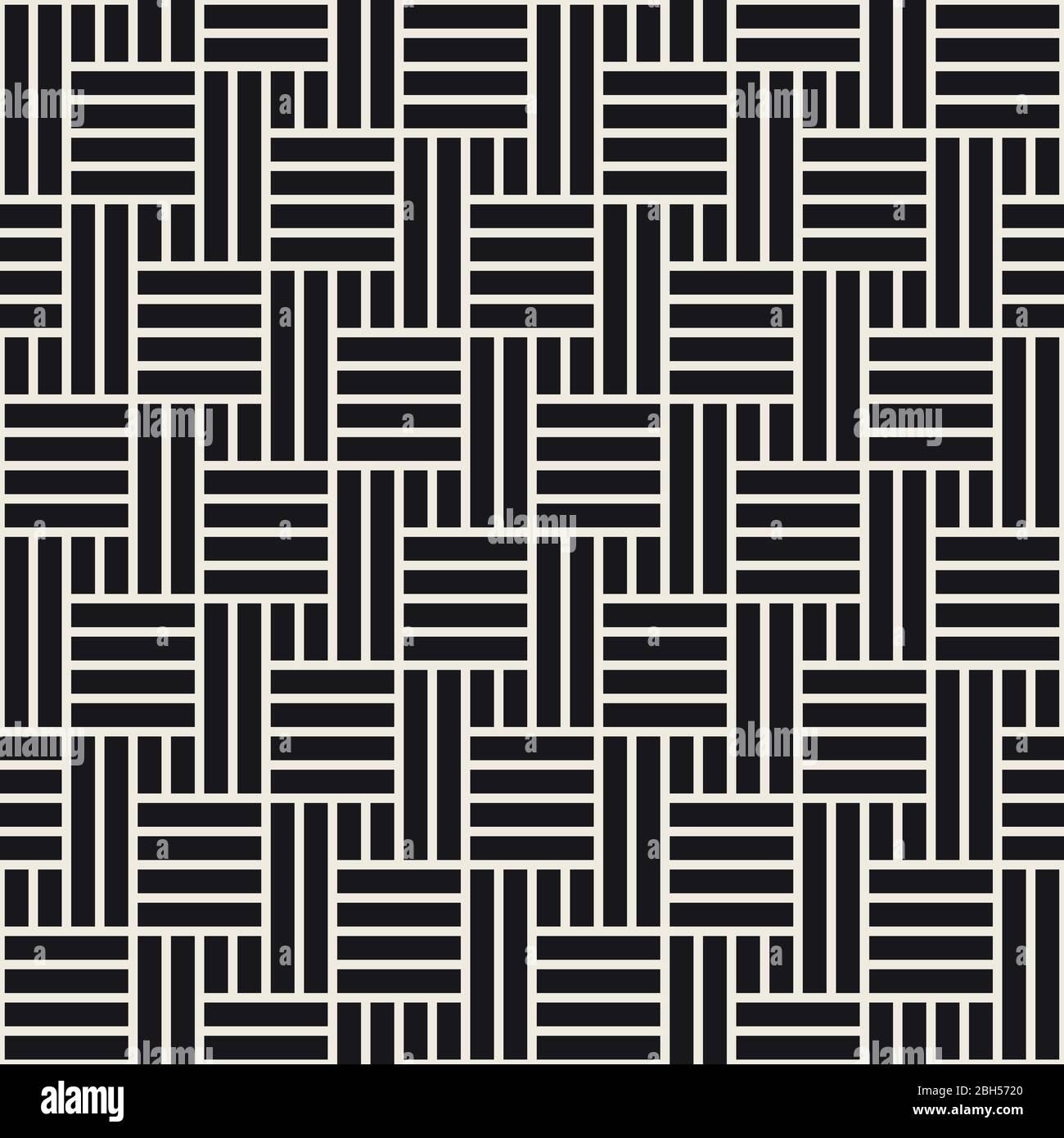Vector seamless pattern. Geometric striped ornament. Linear rectangles lattice background. Stock Vector