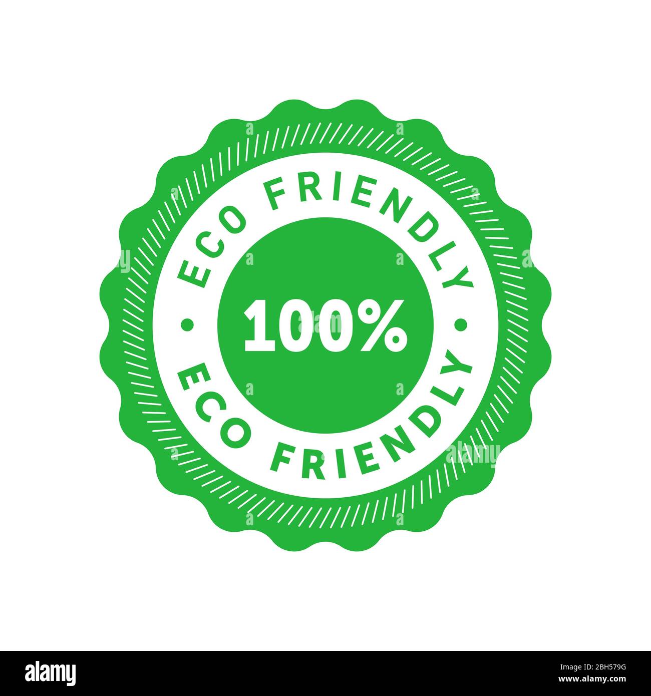 Eco friendly 100 percent green sticker with wavy edge. Design element