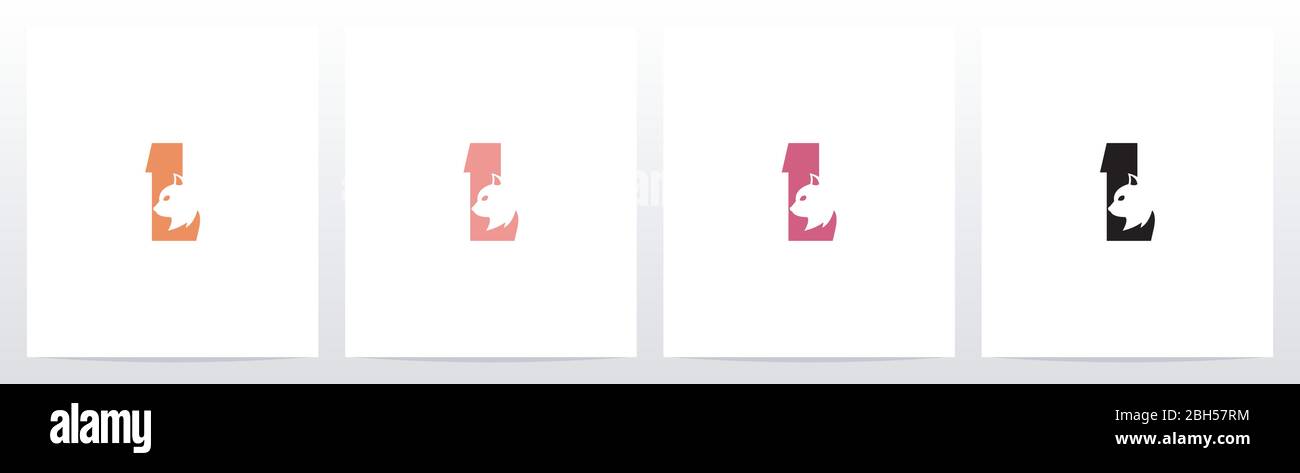 Cat Head Inside Letter Logo Design L Stock Vector