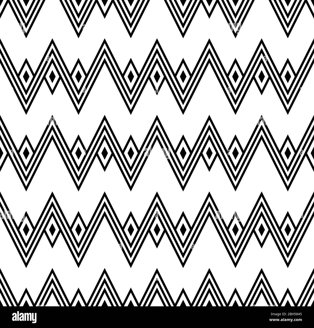 Zig zag ethnic wigwam, mountains Seamless pattern Stock Vector