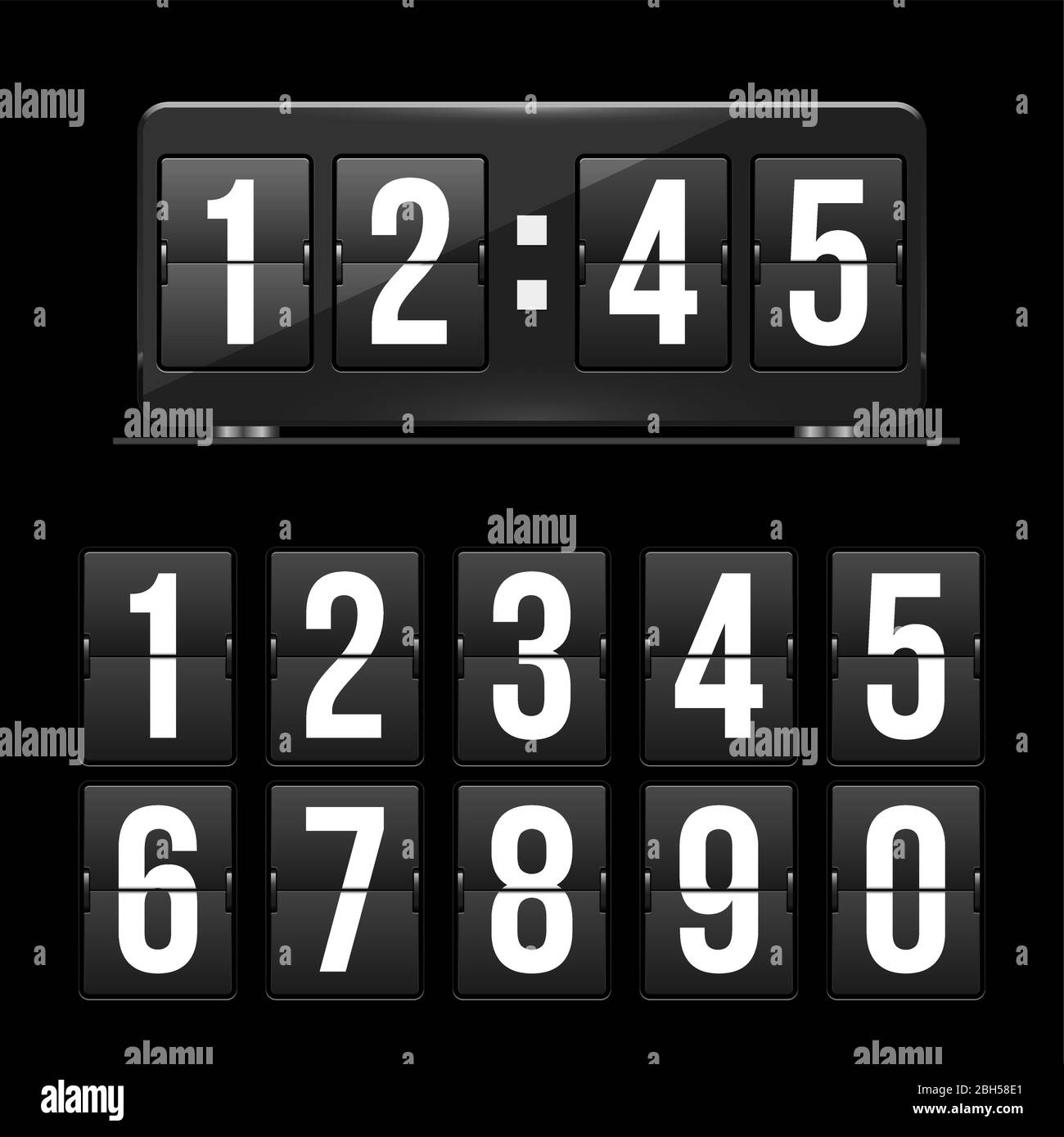 Clock elements. Numbers 0 to 9. Airport board style table clock Stock Vector Image & Art Alamy