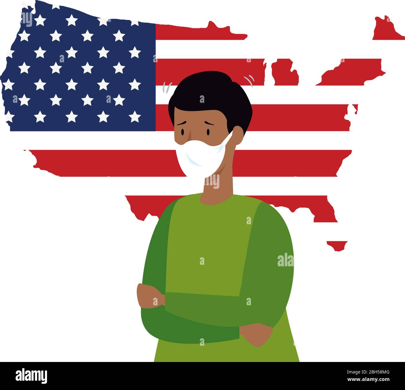map of usa with man using face mask Stock Vector Image & Art - Alamy