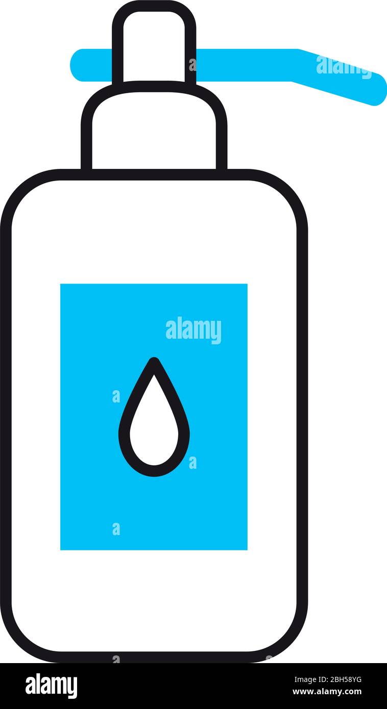 hand soap bottle icon over white bakground, half color half line style