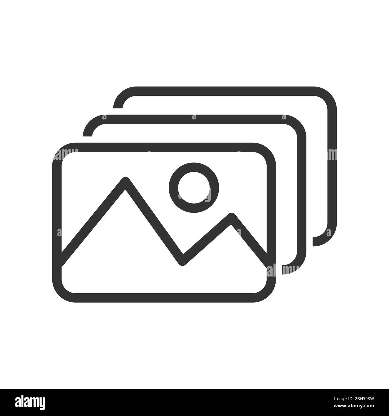 simple gallery or album icon with photos or images. Simple stock design isolated on a white background for websites and apps, empty outline. Stock Vector