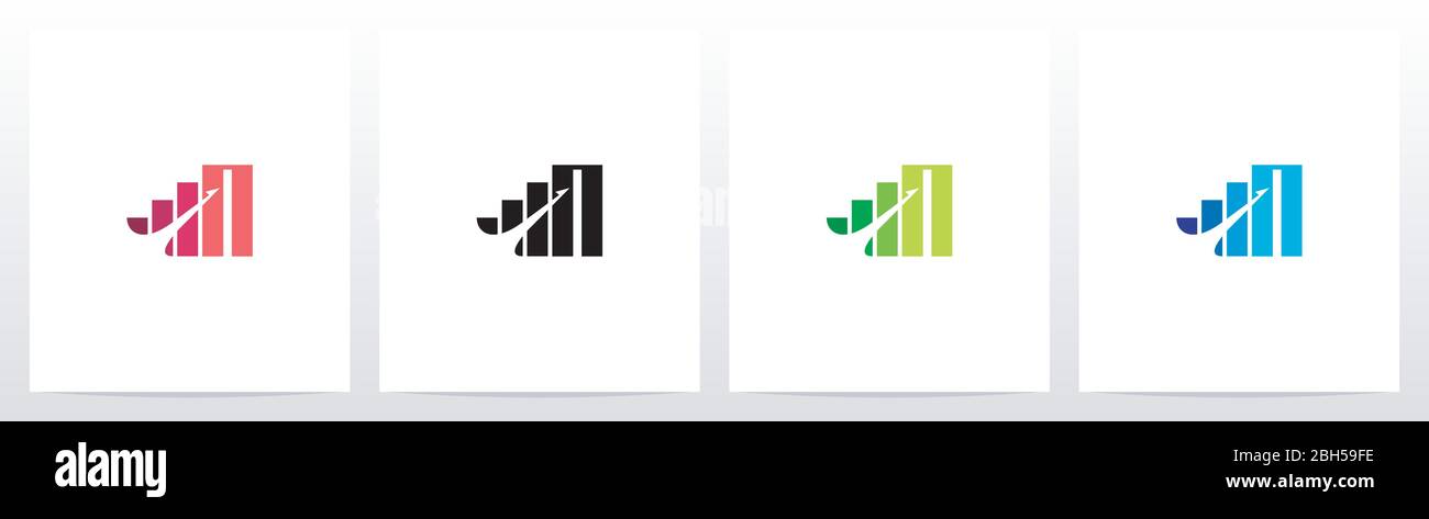 Bar Chart On Letter Logo Design N Stock Vector