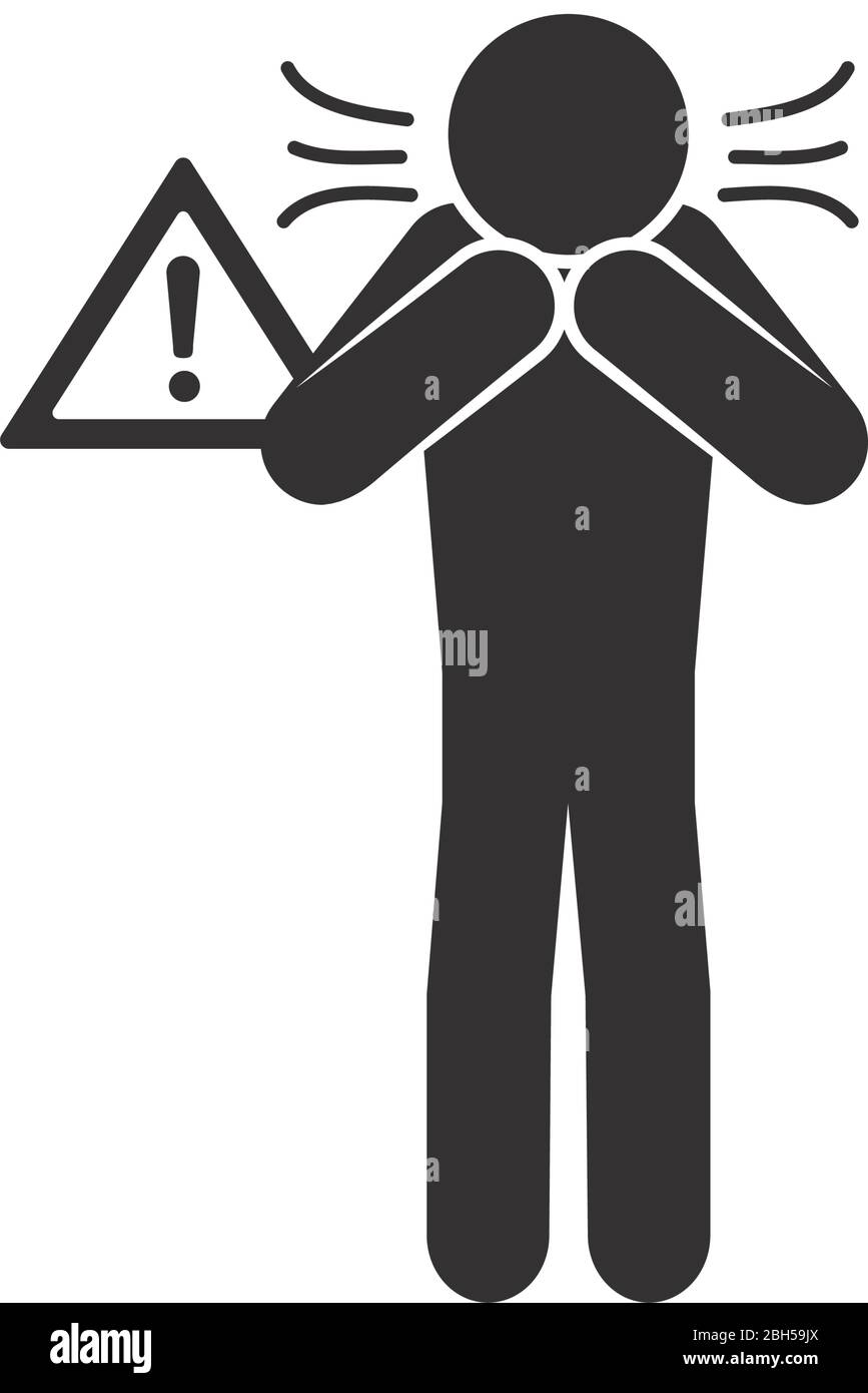 coronavirus and health concept, pictogram distraught man icon over ...