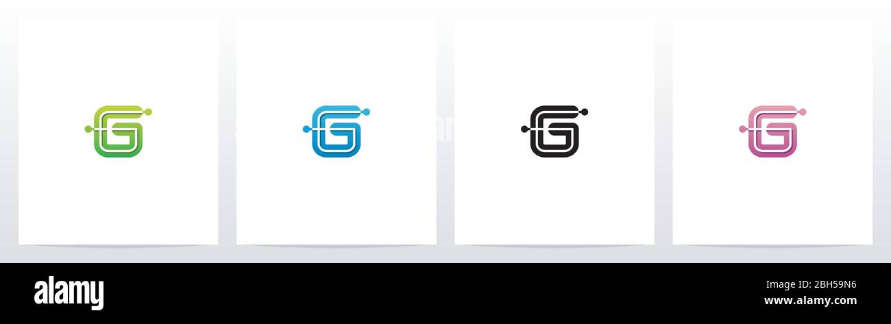 Connecting Dots On Letter Logo Design G Stock Vector