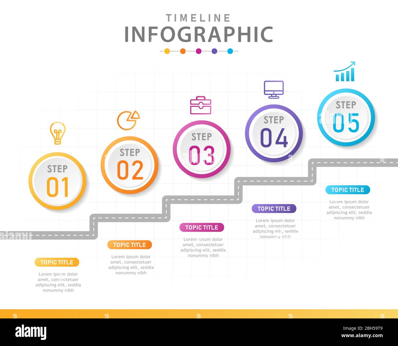 Infographic template for business. 5 Steps Modern Timeline diagram with ...